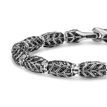 Load image into Gallery viewer, Chevron Bead Bracelet in Sterling Silver with Black Diamonds, 7.5mm
