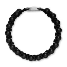 Load image into Gallery viewer, Spiritual Beads Two Row Woven Bracelet with Black Onyx, Black Nylon and Sterling Silver, 8mm
