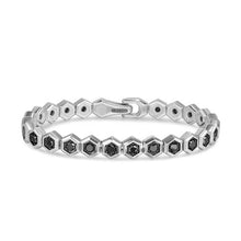 Load image into Gallery viewer, Hex Pave Tennis Bracelet in Sterling Silver with Black Diamonds, 8mm
