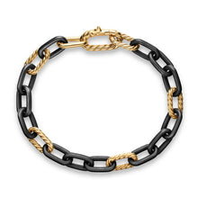 Load image into Gallery viewer, DY Madison Chain Bracelet in Black Titanium with 18K Yellow Gold, 8.5mm
