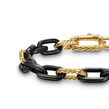 Load image into Gallery viewer, DY Madison Chain Bracelet in Black Titanium with 18K Yellow Gold, 8.5mm
