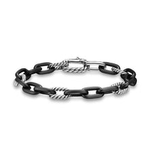 Load image into Gallery viewer, DY Madison Chain Bracelet in Black Titanium with Sterling Silver, 8.5mm
