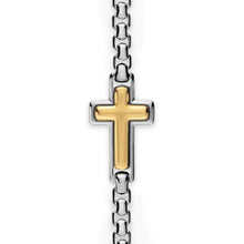 Load image into Gallery viewer, Cross Station Bracelet in Sterling Silver with 14K Yellow Gold, 3.6mm
