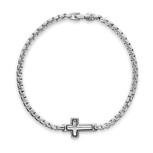 Load image into Gallery viewer, Cross Station Bracelet in Sterling Silver, 3.6mm
