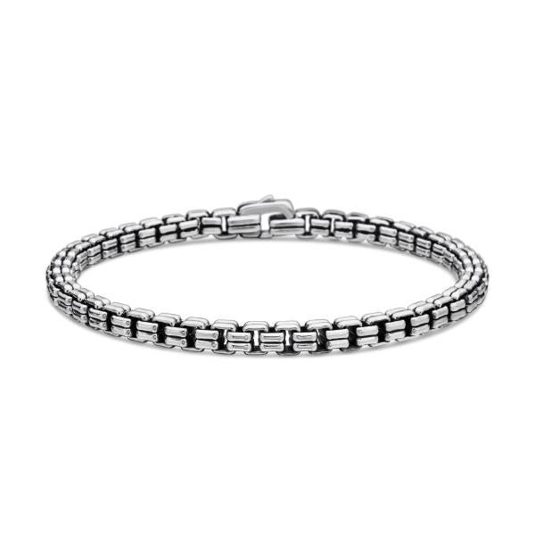 Double Box Chain Bracelet in Sterling Silver, 4mm