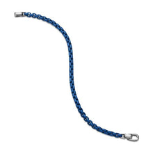 Load image into Gallery viewer, Box Chain Bracelet in Sterling Silver with Blue Stainless Steel, 5mm
