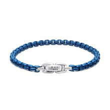 Load image into Gallery viewer, Box Chain Bracelet in Sterling Silver with Blue Stainless Steel, 5mm
