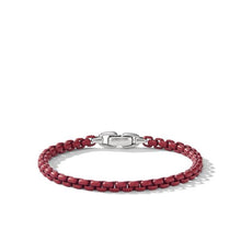 Load image into Gallery viewer, Box Chain Bracelet in Sterling Silver with Burgundy Stainless Steel, 5mm
