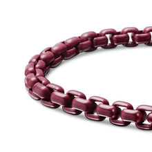 Load image into Gallery viewer, Box Chain Bracelet in Sterling Silver with Burgundy Stainless Steel, 5mm
