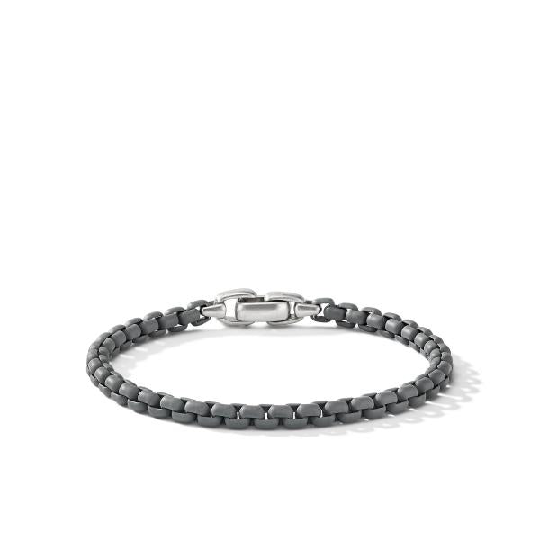 Box Chain Bracelet in Sterling Silver with Grey Stainless Steel, 5mm