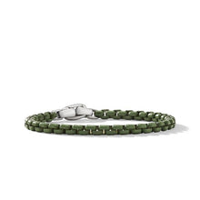 Load image into Gallery viewer, Box Chain Bracelet in Sterling Silver with Green Stainless Steel
