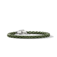 Box Chain Bracelet in Sterling Silver with Green Stainless Steel