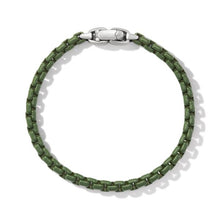 Load image into Gallery viewer, Box Chain Bracelet in Sterling Silver with Green Stainless Steel
