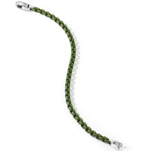 Load image into Gallery viewer, Box Chain Bracelet in Sterling Silver with Green Stainless Steel
