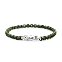 Load image into Gallery viewer, Box Chain Bracelet in Sterling Silver with Green Stainless Steel, 5mm
