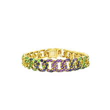 Load image into Gallery viewer, Royal Collection Multi-Gemstone Pavé Yellow Gold Interlocking Curb Link Bracelet

