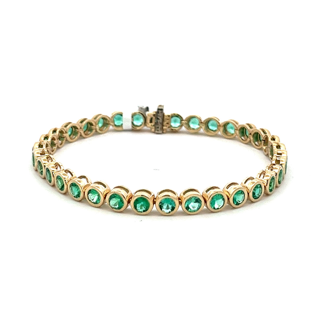 Royal Collection 18K Yellow Gold Emerald Bezel Set Bracelet