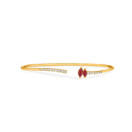 Royal Collection 14K Yellow Gold Marquise Ruby & Diamond Open Bracelet
