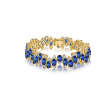 Load image into Gallery viewer, Royal Collection 14K Yellow Gold Oval Sapphire &amp; Diamond Bracelet

