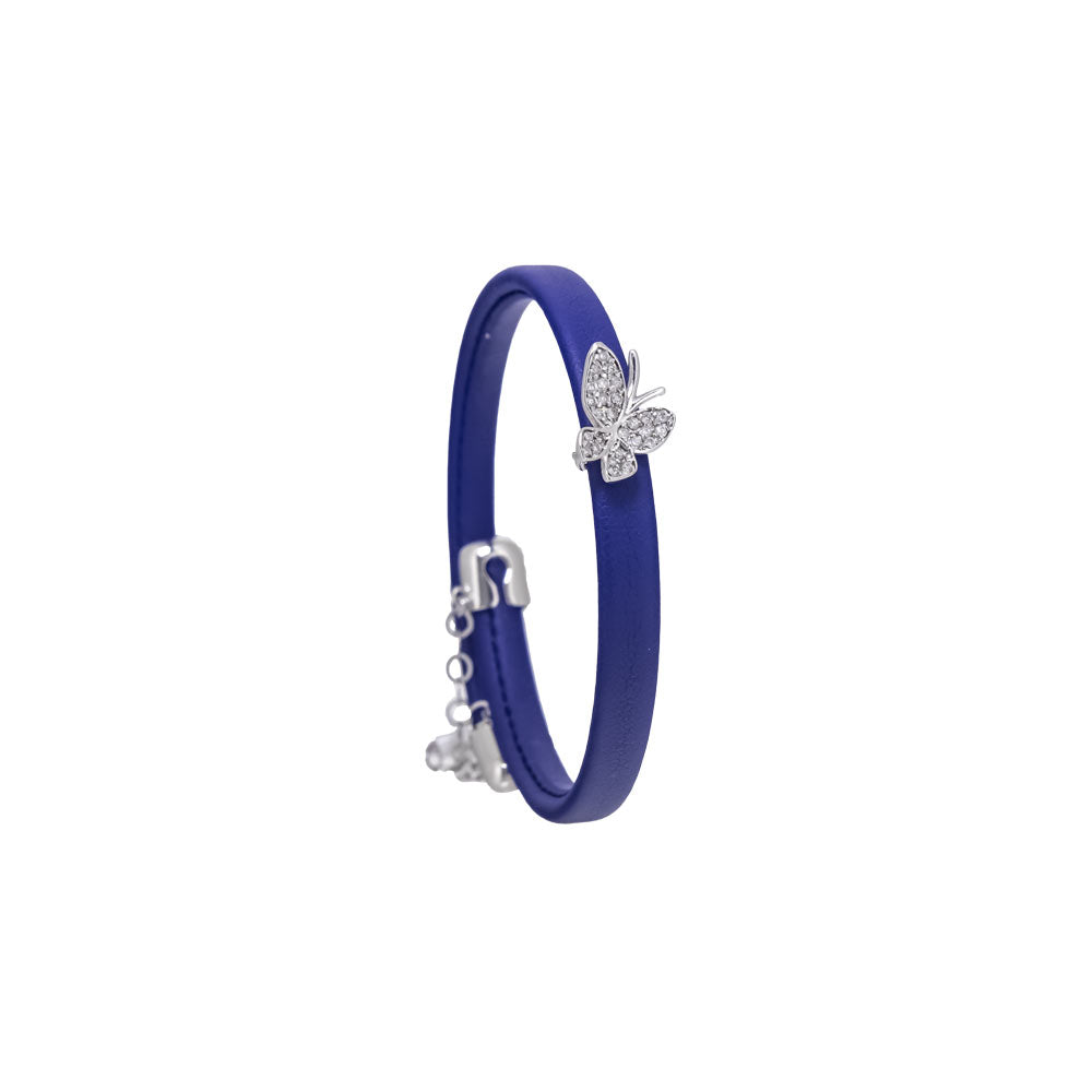 Royal Collection Diamond Butterfly Leather Bracelet