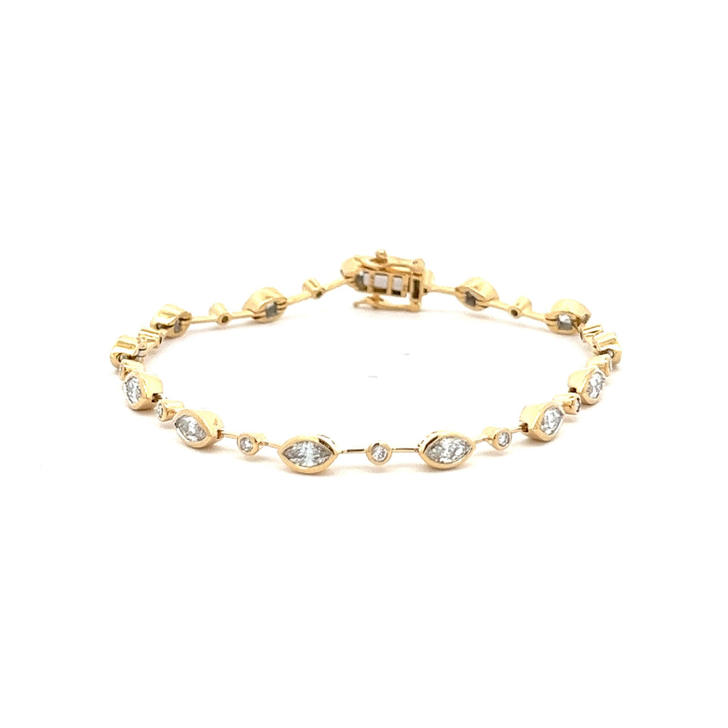 Royal Collection 18K Yellow Gold Diamond Alt Bezel Bracelet