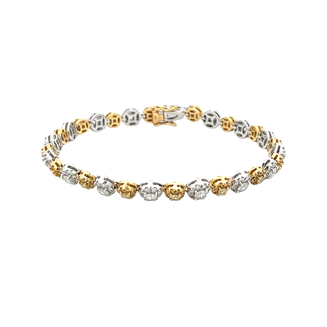 Royal Collection 18K White Yellow Gold Diamond Bracelet