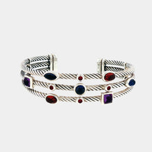 Load image into Gallery viewer, Royal Estate Silver Triple-Strand Cable Bangle with Amethysts
