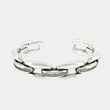Load image into Gallery viewer, Royal Estate Diamond Pave Link Sterling Silver Cuff Bangle
