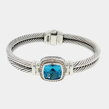 Load image into Gallery viewer, Royal Estate David Yurman Sterling Silver Blue Topaz 2-Row Cable Bracelet
