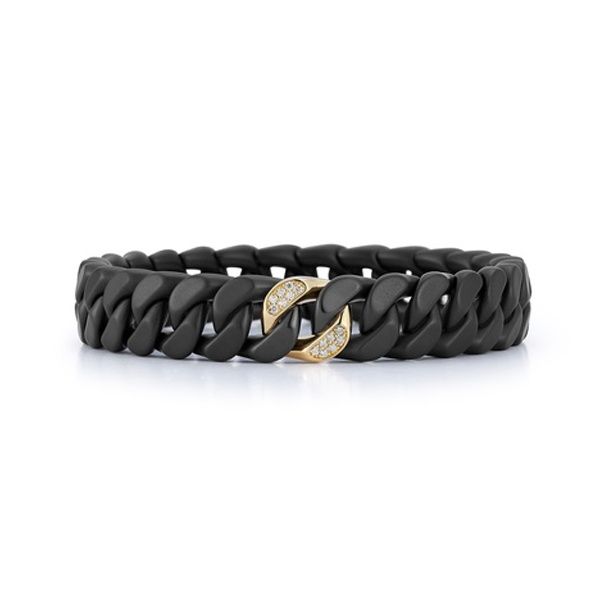 セリーヌ　マンシェット　ブレスレット　ハラコ　黒 Roberto Demeglio Black Diamond & Ceramic Curb Link Bracelet