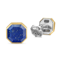 Load image into Gallery viewer, Streamline  Cufflinks in Sterling Silver with 14K Yellow Gold and Lapis Lazuli, 15mm
