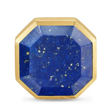 Load image into Gallery viewer, Streamline  Cufflinks in Sterling Silver with 14K Yellow Gold and Lapis Lazuli, 15mm
