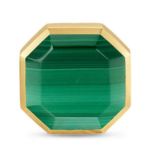 Load image into Gallery viewer, Streamline  Cufflinks in Sterling Silver with 14K Yellow Gold and Malachite, 15mm
