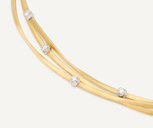 Load image into Gallery viewer, Marco Bicego 18K Yellow Gold Three Strand Diamond Necklace
