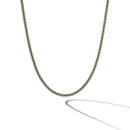 Box Chain Necklace in Sterling Silver with Green Stainless Steel, 2.7mm