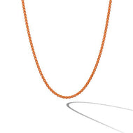 Box Chain Necklace in Sterling Silver with Orange Stainless Steel, 2.7mm