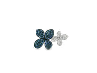 Royal Collection 18K White Gold Sapphire & Diamond Flower Ring