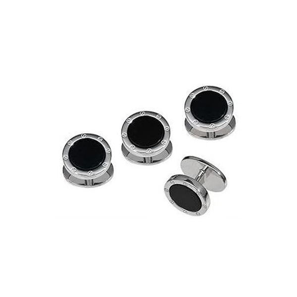 Royal Collection Round Onyx With Screws Cufflinks