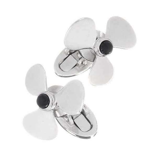 Royal Collection Spinning Propeller Onyx Cufflinks