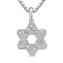 Load image into Gallery viewer, Star of David Pendant in Sterling Silver with Diamonds, 23.5mm

