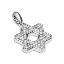 Load image into Gallery viewer, Star of David Pendant in Sterling Silver with Diamonds, 23.5mm

