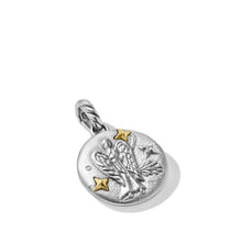 Load image into Gallery viewer, Virgo Amulet in Sterling Silver with 18K Yellow Gold and Diamonds, 19mm
