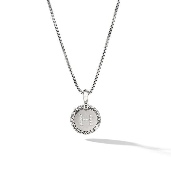 Initial Charm in Sterling Silver with Diamond H