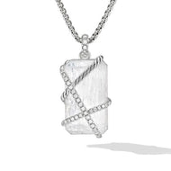 Cable Wrap Amulet in Sterling Silver with Crystal and Diamonds, 40.7mm