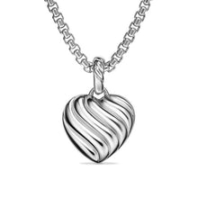 Load image into Gallery viewer, Puffy Heart Amulet in Sterling Silver with Diamonds, 17mm
