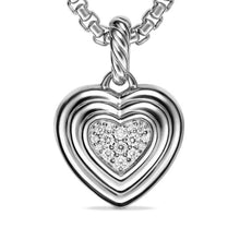 Load image into Gallery viewer, Puffy Heart Amulet in Sterling Silver with Diamonds, 17mm
