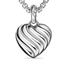 Load image into Gallery viewer, Puffy Heart Amulet in Sterling Silver with Diamonds, 17mm
