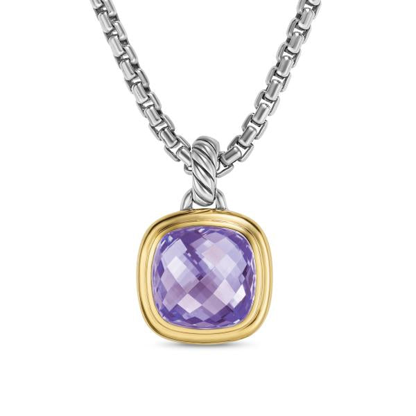 Albion Pendant in Sterling Silver with 18K Yellow Gold and Amethyst, 11mm
