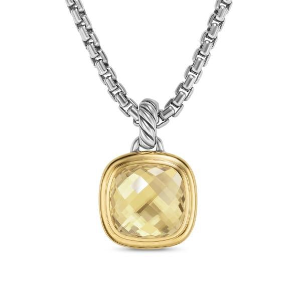 Albion Pendant in Sterling Silver with 18K Yellow Gold and Champagne Citrine, 11mm