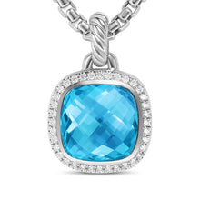 Load image into Gallery viewer, Albion Pendant in Sterling Silver with Blue Topaz and Diamonds, 11mm
